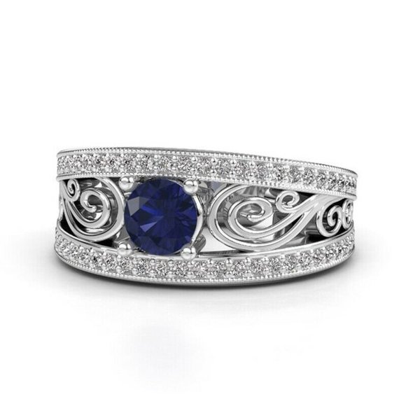 Jewelry - New Vintage 925 Silver Blue Sapphire Ring